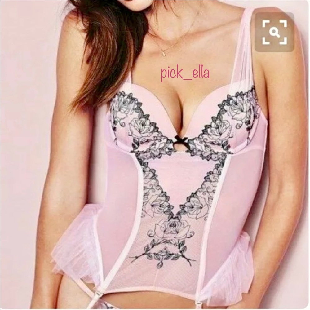 34D VS Victoria’s Secret Rhinestones pink  floral Corset bustier